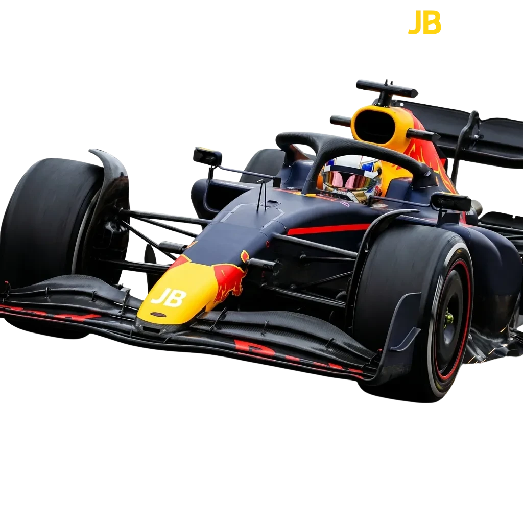 Formula 1 racing cars on track with betting odds displayed at JB Casino sports betting platform
