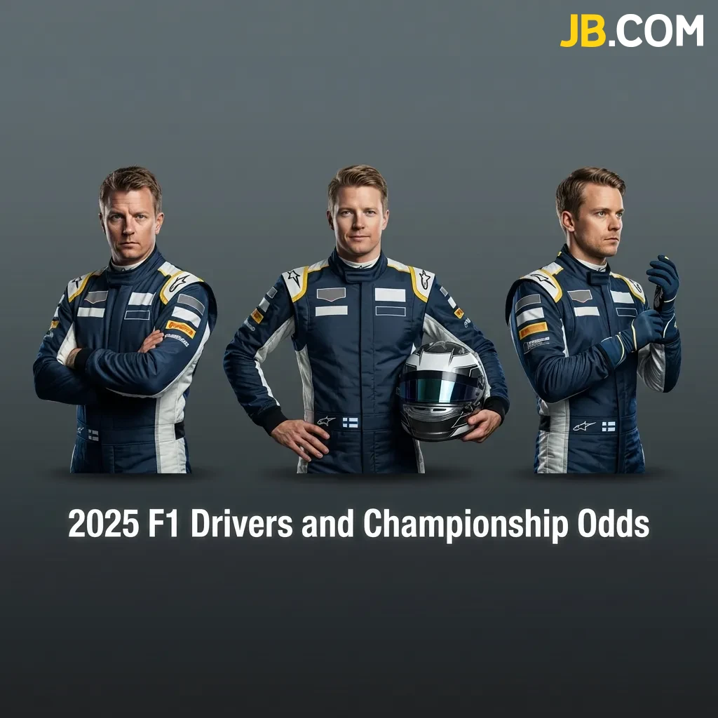 Table showing 2025 F1 drivers by team with championship betting odds for all 20 drivers across 10 teams.