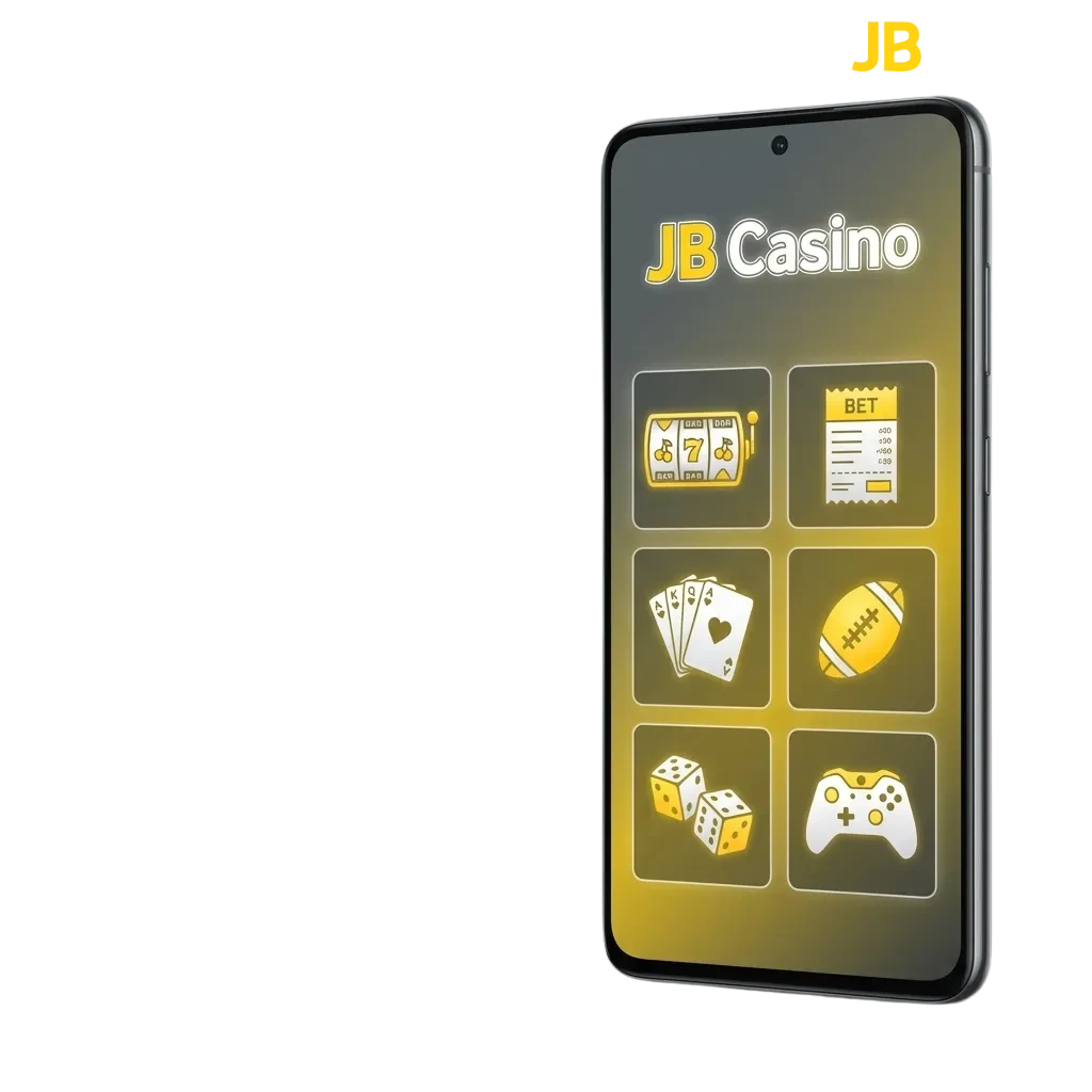 JB Casino Android app download screen showing mobile betting and casino games interface on smartphone