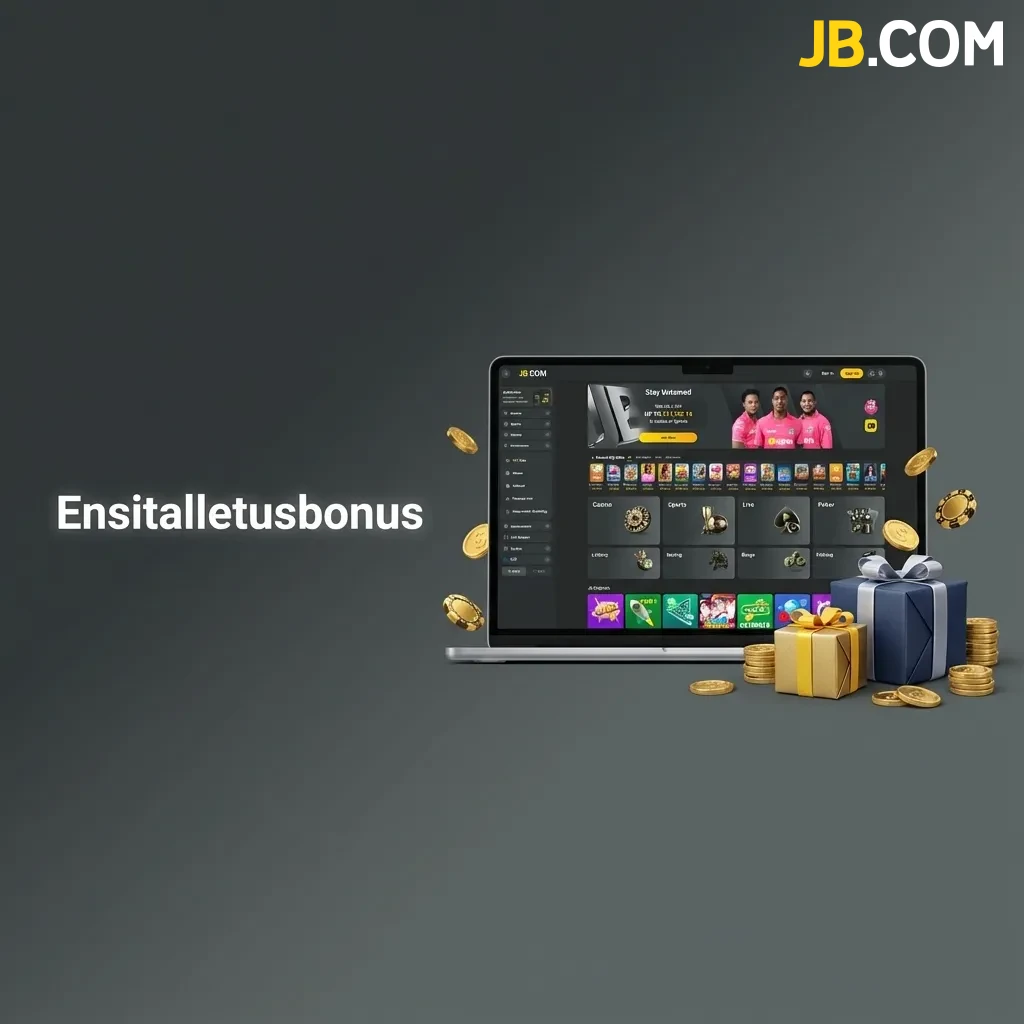 JB Casino welcome bonus offer for Finnish players showing 100% deposit match up to €17,160 with wagering requirements