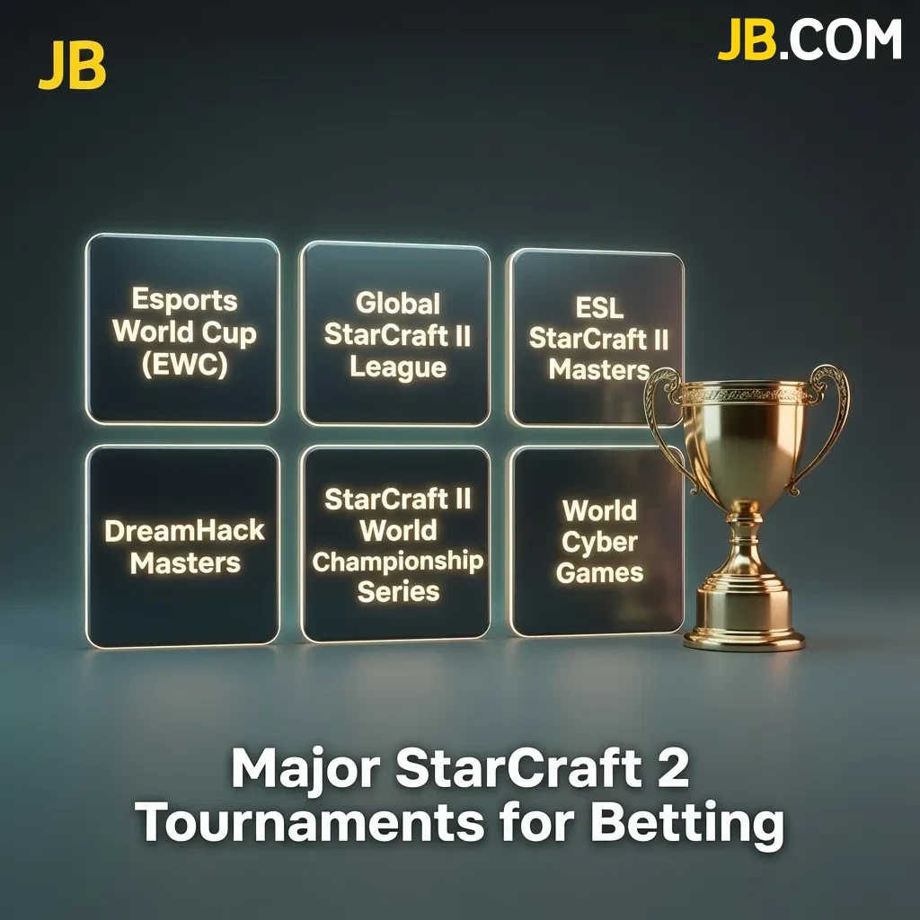 Professional StarCraft 2 tournament arena with competitors at gaming stations and large screens displaying gameplay