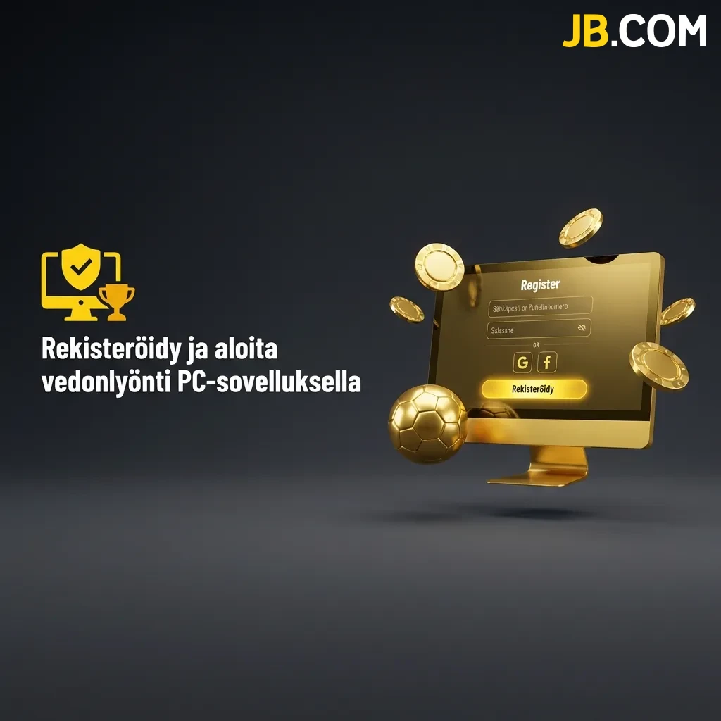 Rekisteröidy ja aloita vedonlyönti PC-sovelluksella nauttien suuremman näytön tuomasta selkeydestä, nopeista kertoimien päivityksistä ja kaikista JBCasino-sivuston vedonlyöntiominaisuuksista.