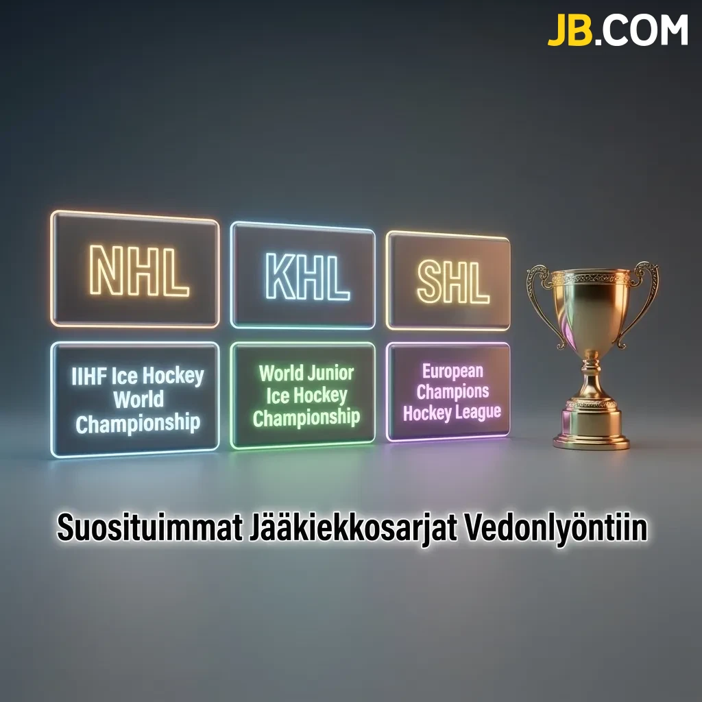 Popular ice hockey leagues including NHL, SM-liiga, KHL, and international tournaments displayed for betting
