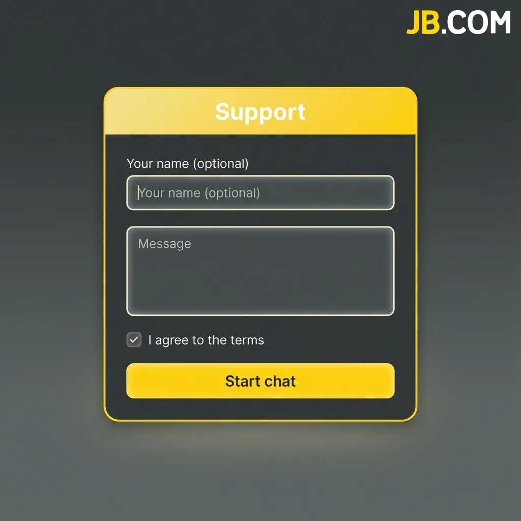 JB Casino desktop support options including 24/7 live chat, email, phone contact, and FAQ section for user assistance.