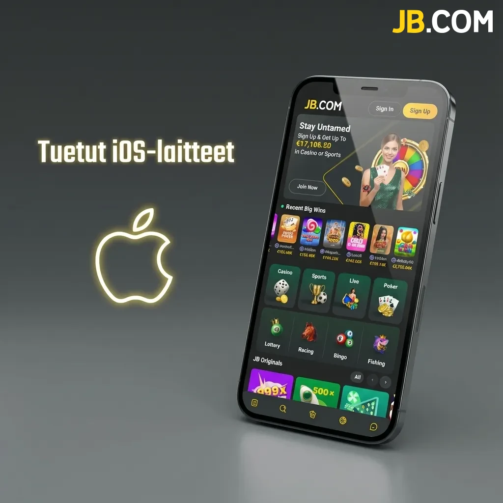 JB Casino compatibility list showing supported iOS devices including iPhone 14, 13, 12, 11, XR, SE, XS and iPad models