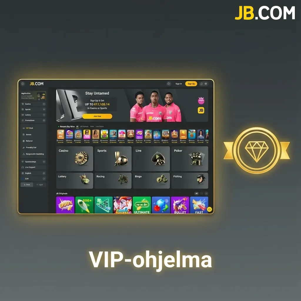 JB Casinon VIP-ohjelma neljällä tasolla: Pronssi, Hopea, Kulta ja Platina, tarjoten eksklusiivisia etuja pelaajille.