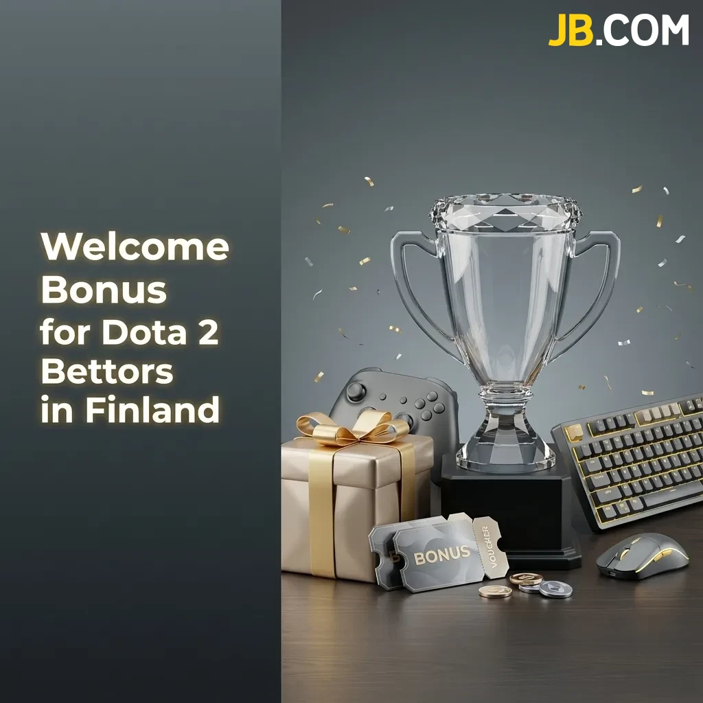 JB Casino welcome bonus offer for Dota 2 betting in Finland, showing registration and deposit steps for new players