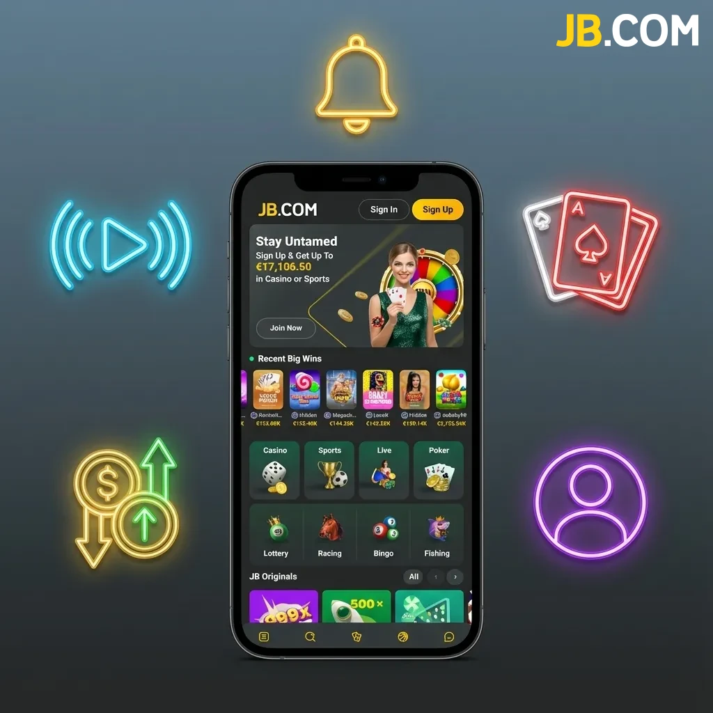 JB Casino mobile app interface showing gaming features, payment options, and promotional offers for Finnish players