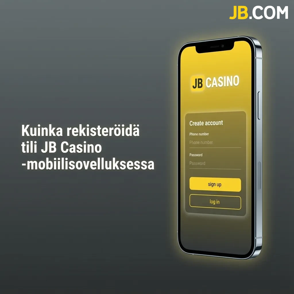 JB Casino mobile app registration screen showing sign-up form with fields for personal information and password creation