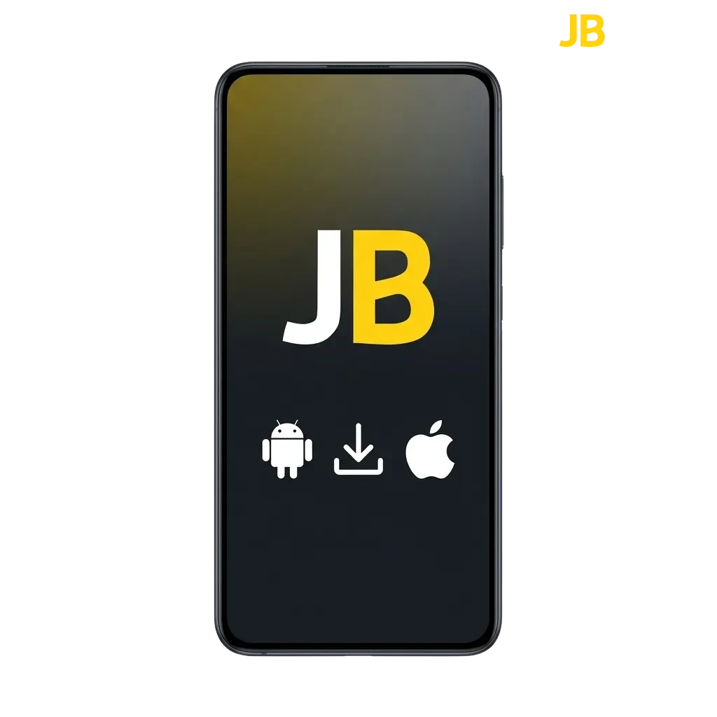 JB Casino mobile app download screen showing Android and iOS options with welcome bonus offer display