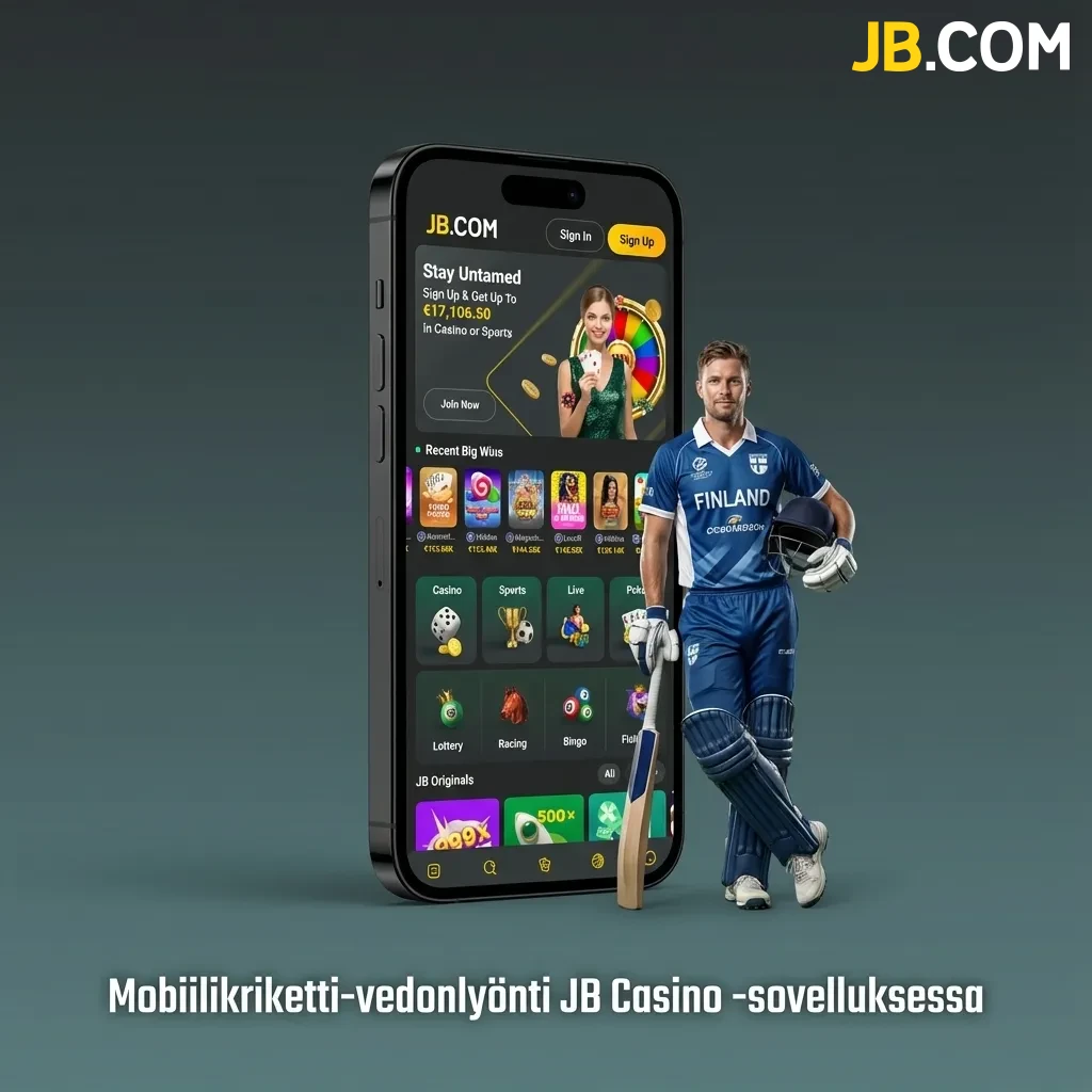 JB Casino mobiilisovellus krikettivedonlyöntiin PWA-tekniikalla Android- ja iOS-laitteilla