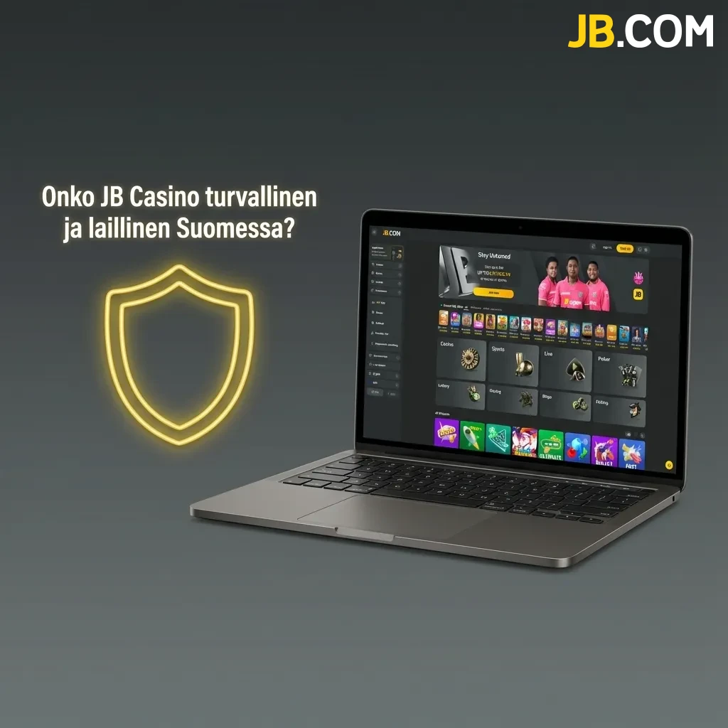 JB Casino logo with Curaçao gaming license seal and SSL security badge on dark background