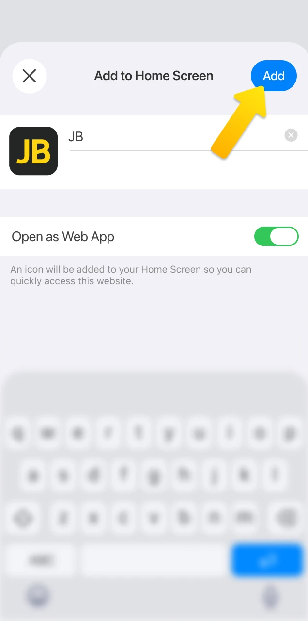 Select add to home screen to create a JB Casino shortcut for instant access.