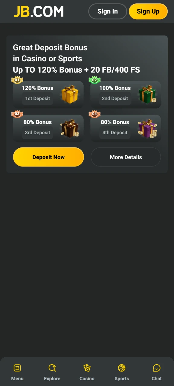 Check the JB Casino bonuses page to claim your welcome rewards and free spins.