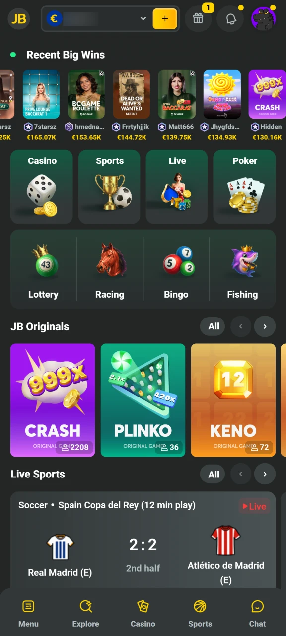 Sign in to your private JB Casino profile to start.