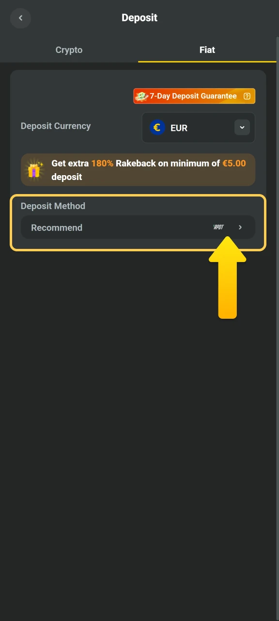 Pick your preferred payment system for a JB Casino deposit.