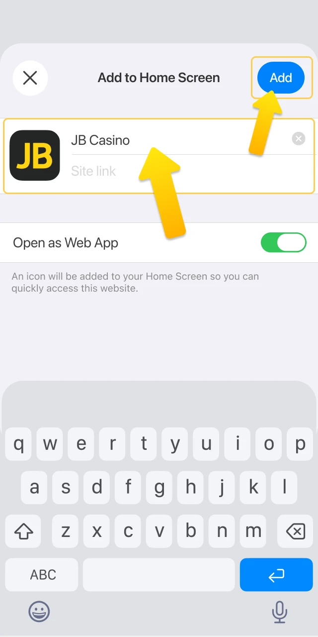 Install the JB Casino shortcut directly onto your mobile home screen.