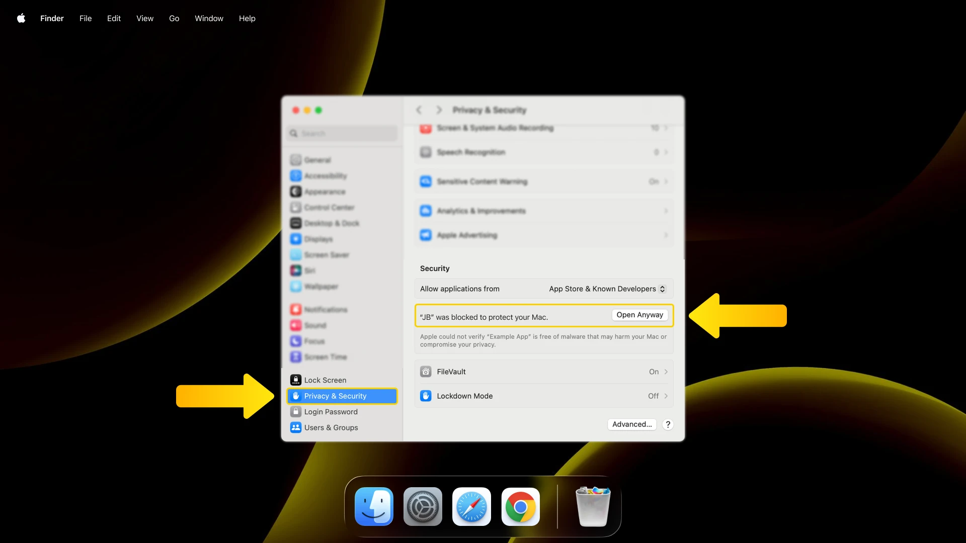 Grant the necessary security permissions to run the JB Casino app.