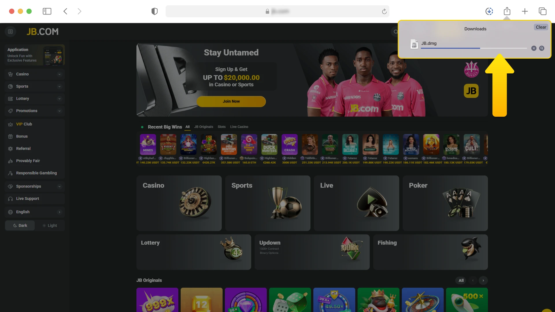 Download the latest JB Casino installer file to your Mac.