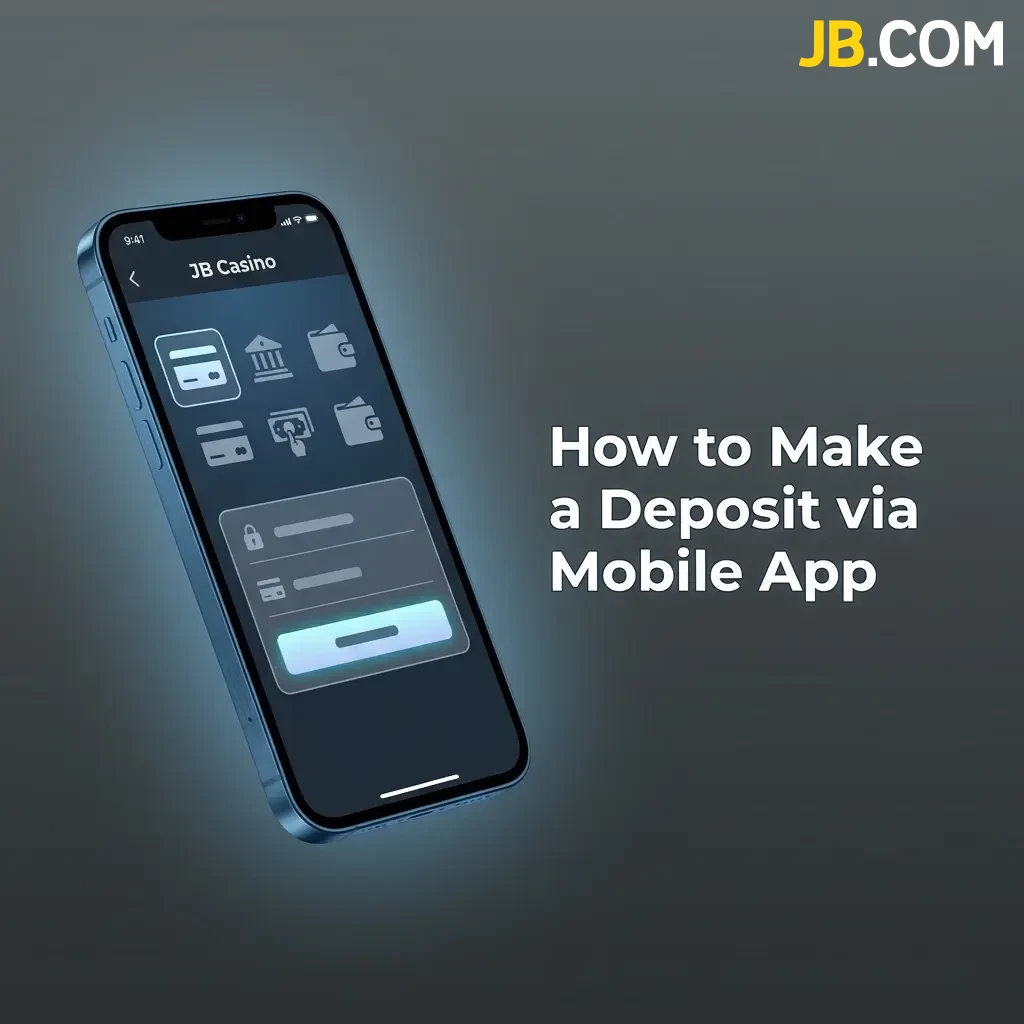 JB Casino mobile app deposit guide showing step-by-step fund transfer process on a smartphone screen