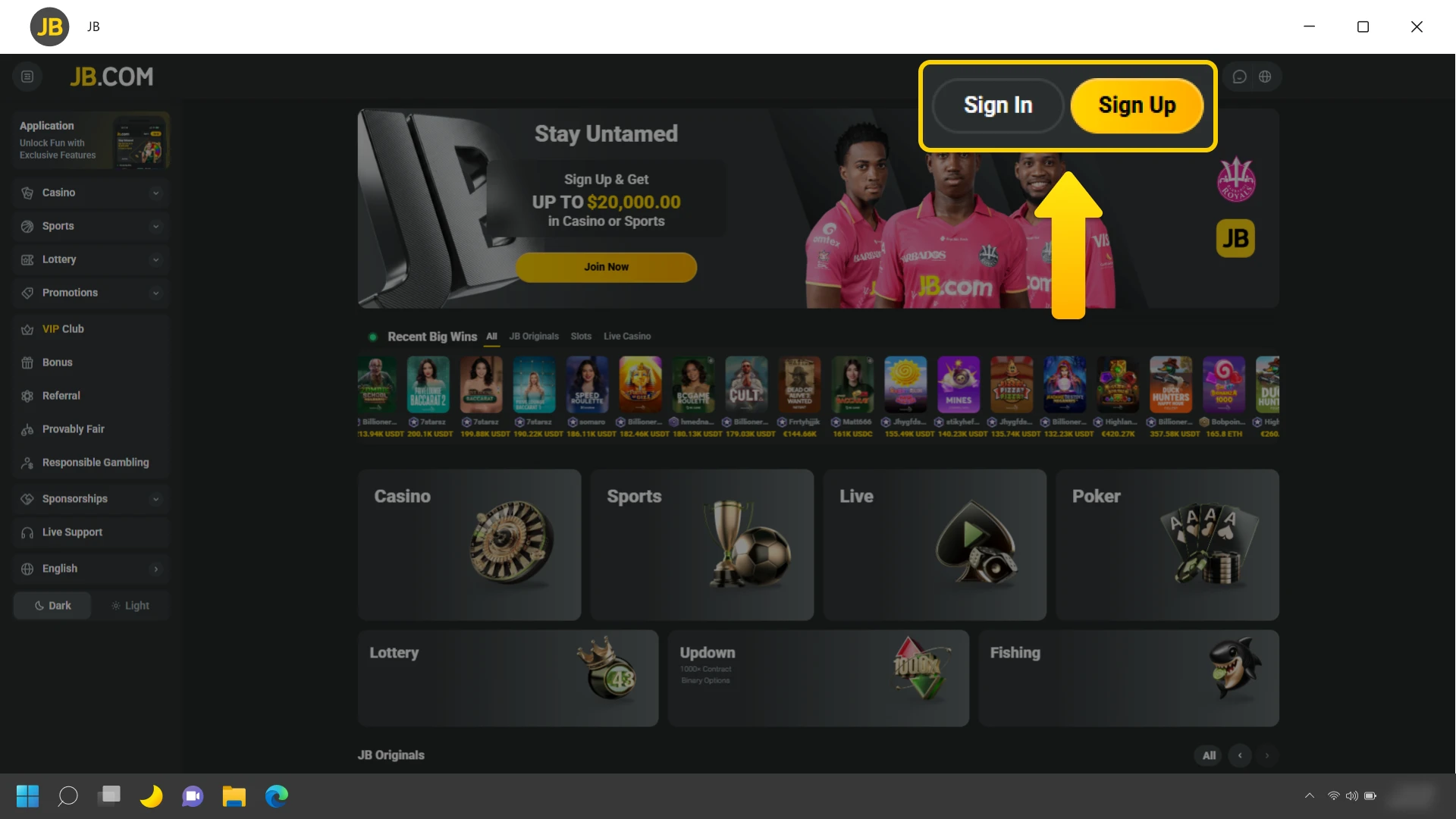 Sign in or create your new JB Casino profile to play.