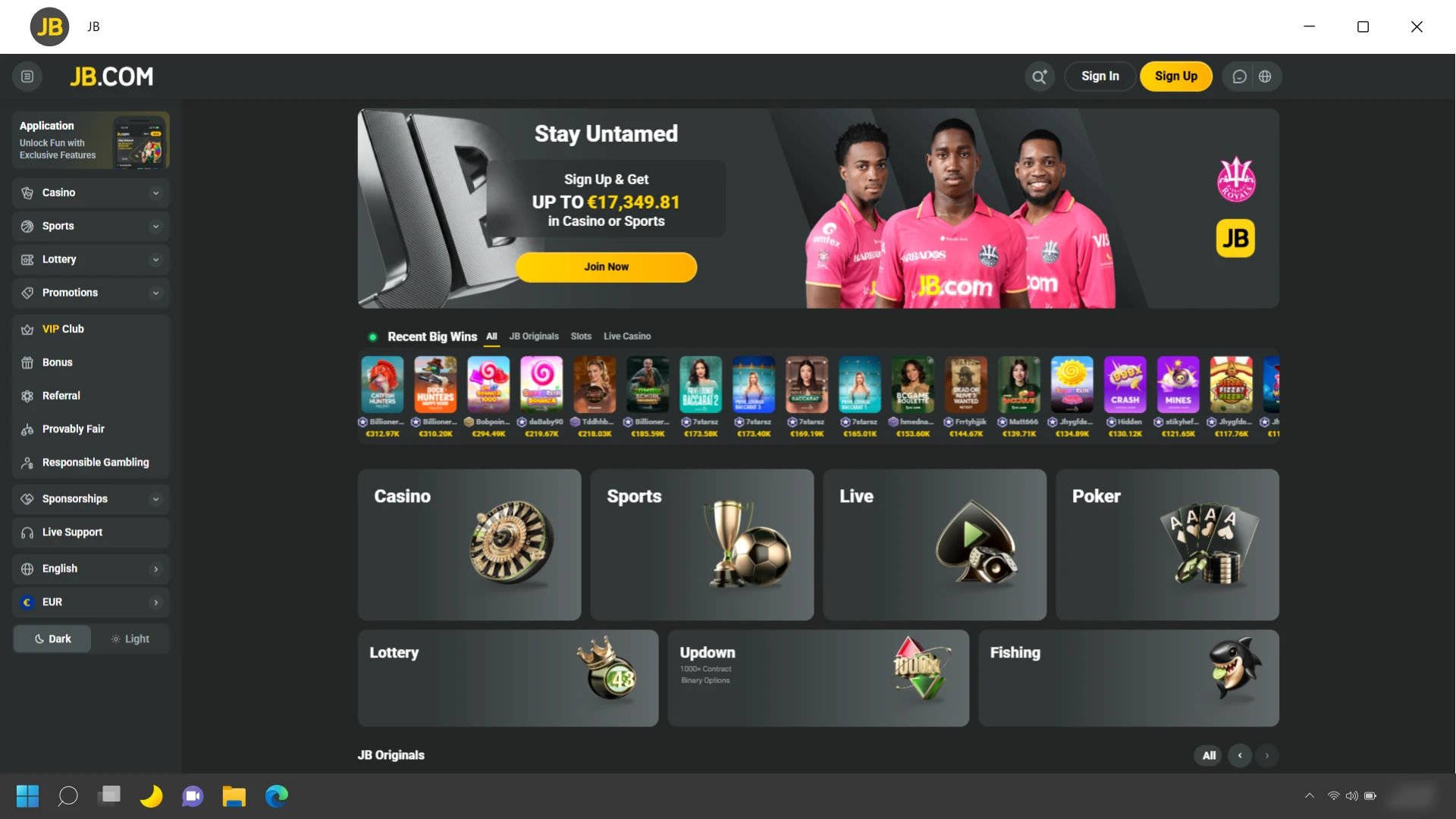 Launch the JB Casino app on your computer.