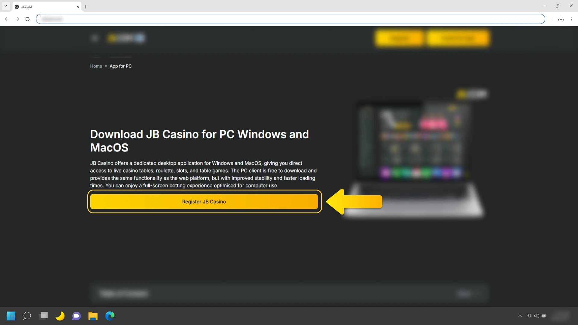 Visit the official JB Casino download area to get the installer.
