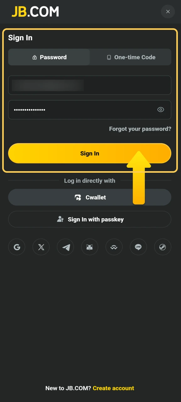 Input your registered credentials to access your JB Casino profile.