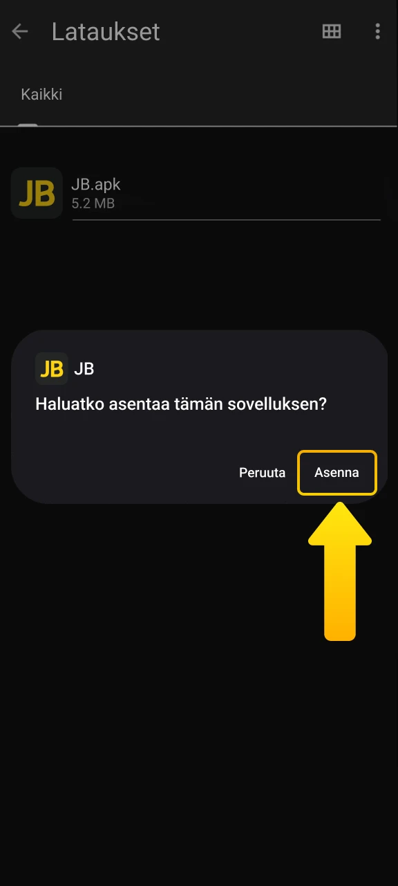 Suorita asennus loppuun ja avaa JB Casino -sovellus aloittaaksesi pelaamisen mobiililaitteellasi.