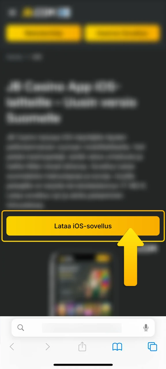 Aloita asennusprosessi klikkaamalla Lataa iOS-laitteelle -painiketta JB Casino -sivustolla.