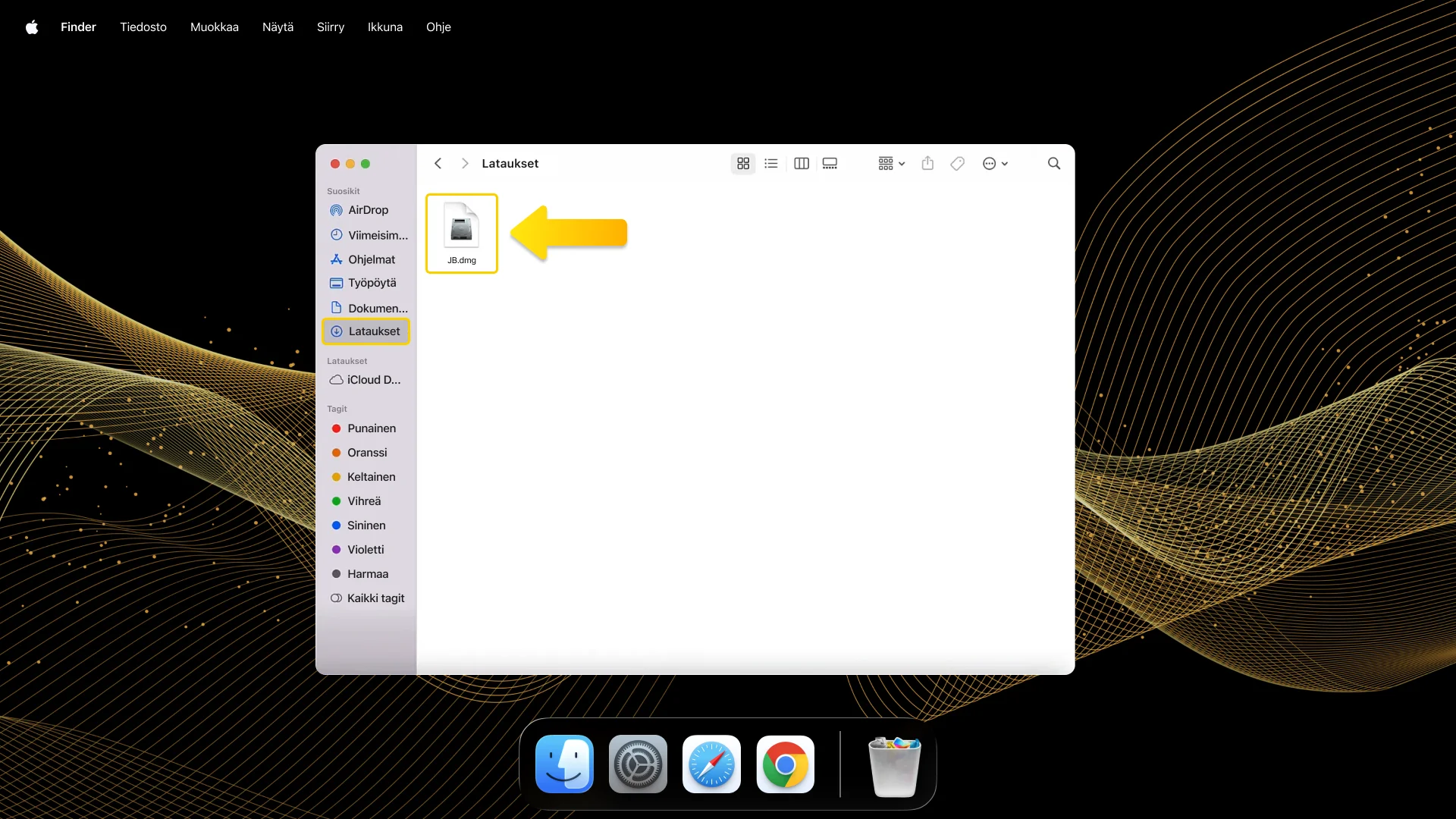 Avaa ladattu JB Casino DMG-tiedosto aloittaaksesi asennusprosessin Apple-tietokoneellasi.