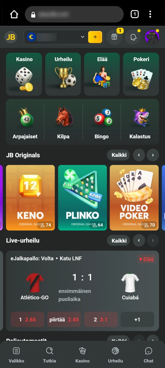 Kirjaudu sisään ja nauti JB Casino -pelikokemuksesta suoraan responsiivisessa selaimessa ilman erillistä latausta.
