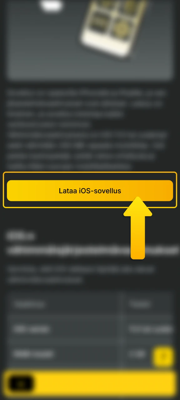 Aloita iOS-latausprosessi klikkaamalla asennuslinkkiä JB Casino -sovellussivulla.