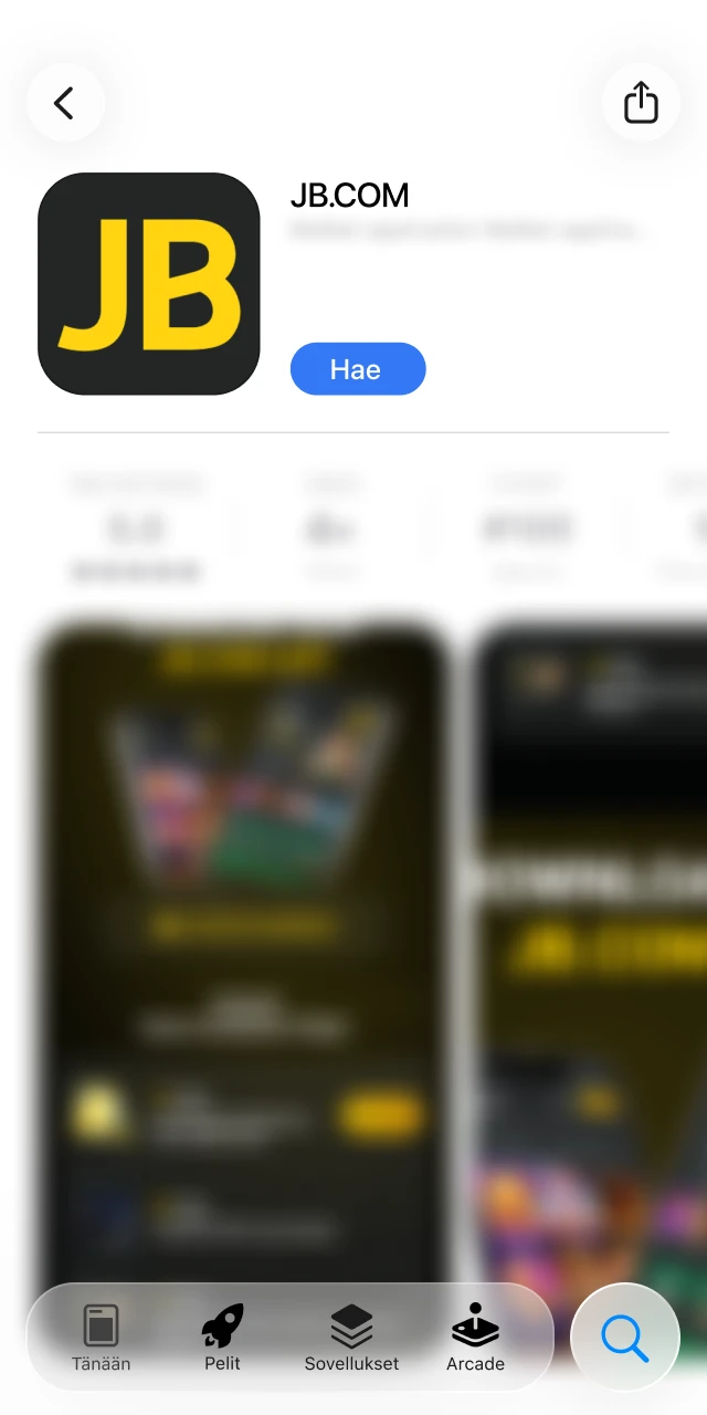 Siirry suoraan viralliseen App Storeen ladataksesi turvallisen JB Casino -sovelluksen.