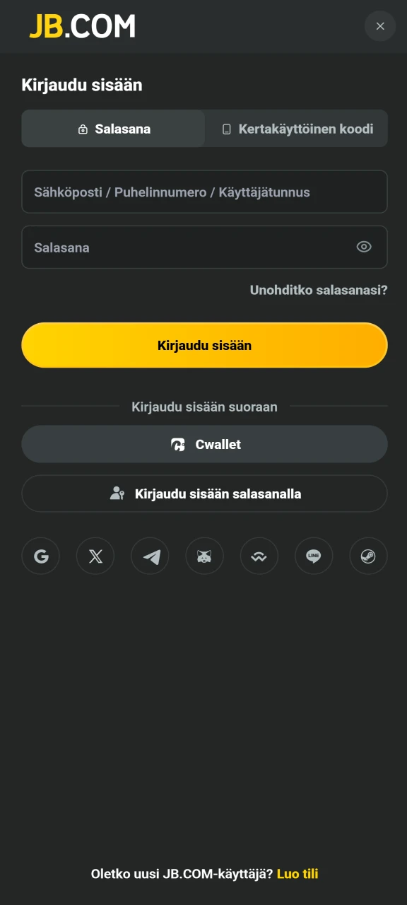 Kirjaudu sisään JB Casino -tilillesi nopeasti ja turvallisesti mobiilisovelluksen kautta.