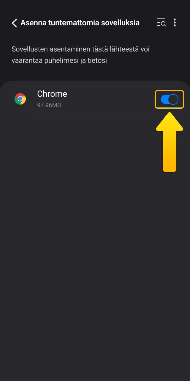 Salli sovellusten asennus tuntemattomista lähteistä puhelimesi asetuksista JB Casino -sovelluksen käyttöönottamiseksi.